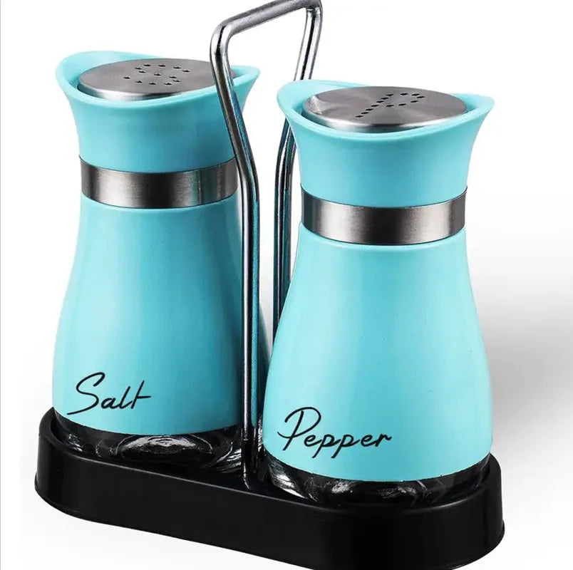 Kitchen Glass Spice Bottle Adjustable Refillable Salt and Pepper Shakers 2pcs Set