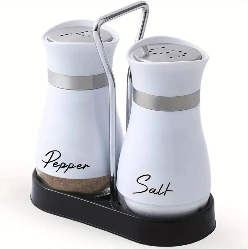 Kitchen Glass Spice Bottle Adjustable Refillable Salt and Pepper Shakers 2pcs Set