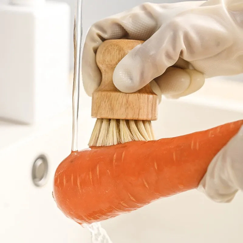 Natural Dish Cleaning Brushes - Set of 3 with Wooden Handles and Sisal Coconut Bristles