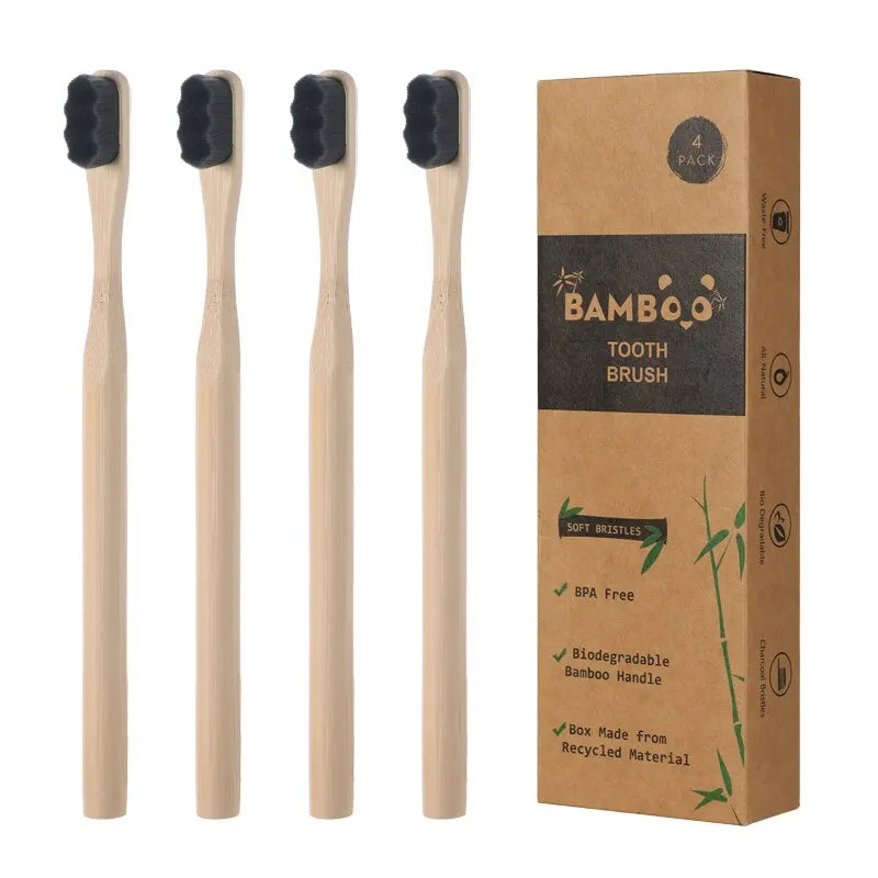 Adults Bamboo Toothbrushes 4-Pack