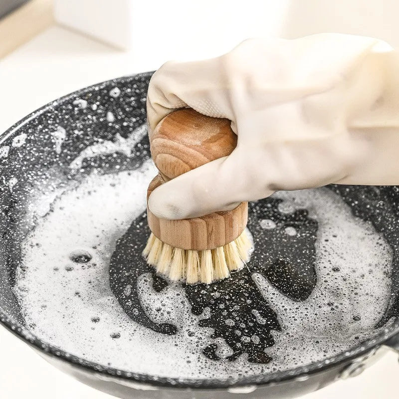Natural Dish Cleaning Brushes - Set of 3 with Wooden Handles and Sisal Coconut Bristles