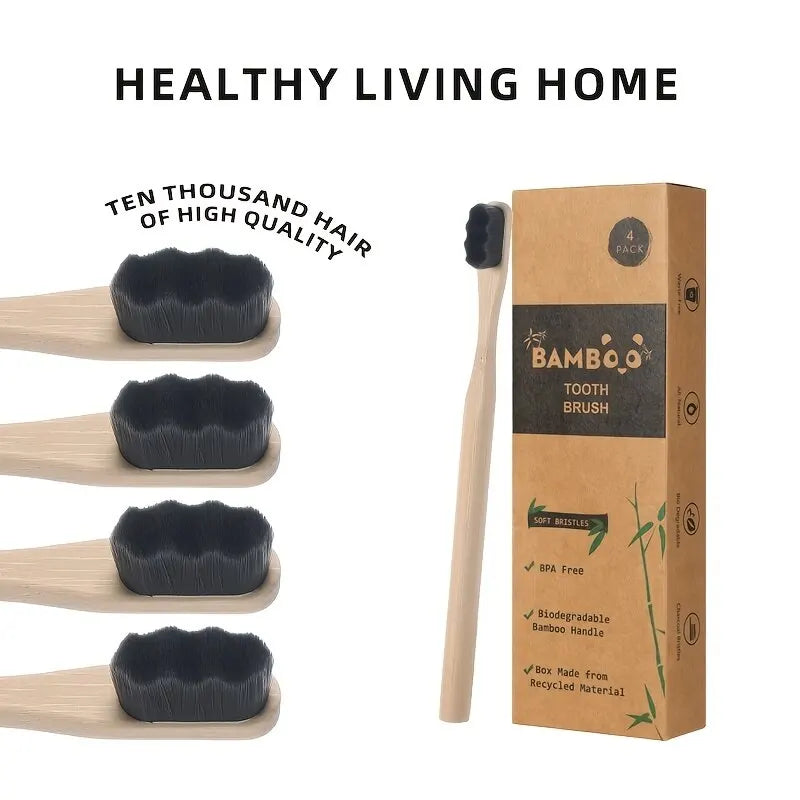 Adults Bamboo Toothbrushes 4-Pack