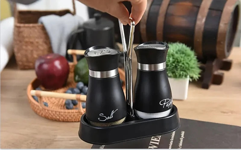 Kitchen Glass Spice Bottle Adjustable Refillable Salt and Pepper Shakers 2pcs Set
