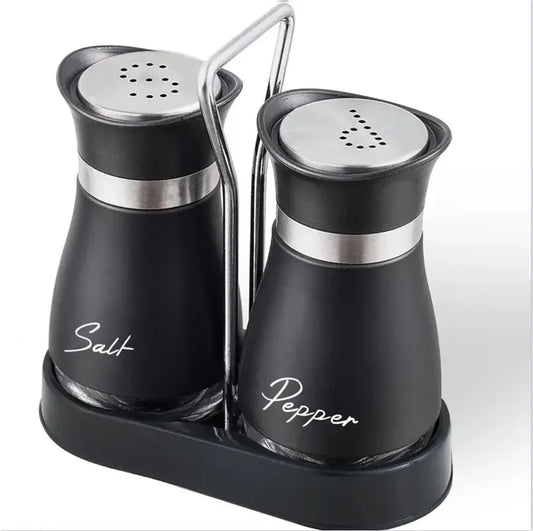 Kitchen Glass Spice Bottle Adjustable Refillable Salt and Pepper Shakers 2pcs Set