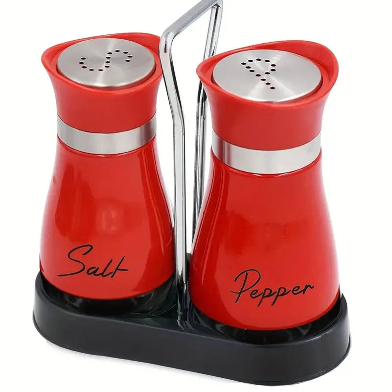 Kitchen Glass Spice Bottle Adjustable Refillable Salt and Pepper Shakers 2pcs Set