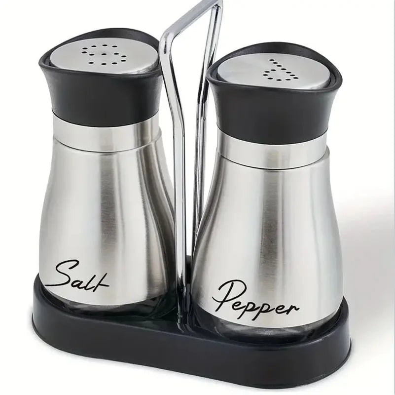 Kitchen Glass Spice Bottle Adjustable Refillable Salt and Pepper Shakers 2pcs Set