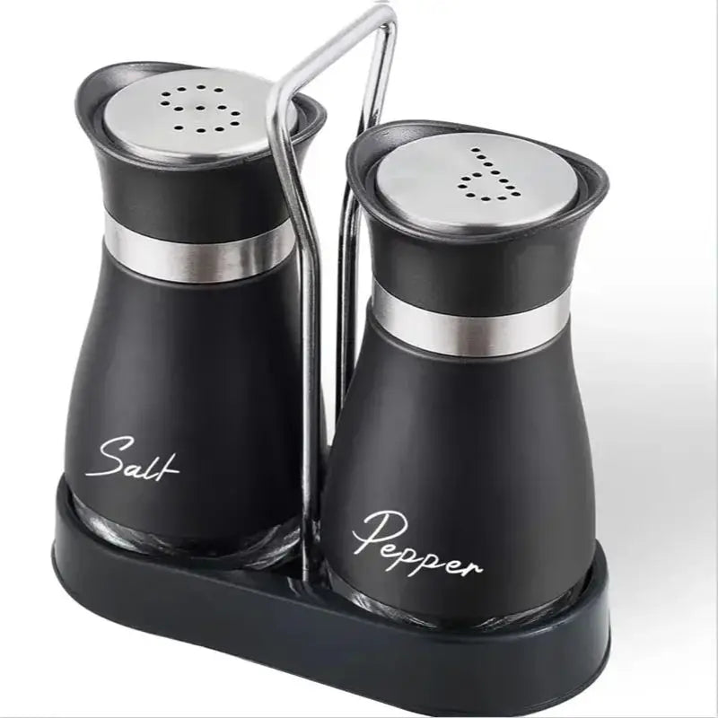 Kitchen Glass Spice Bottle Adjustable Refillable Salt and Pepper Shakers 2pcs Set