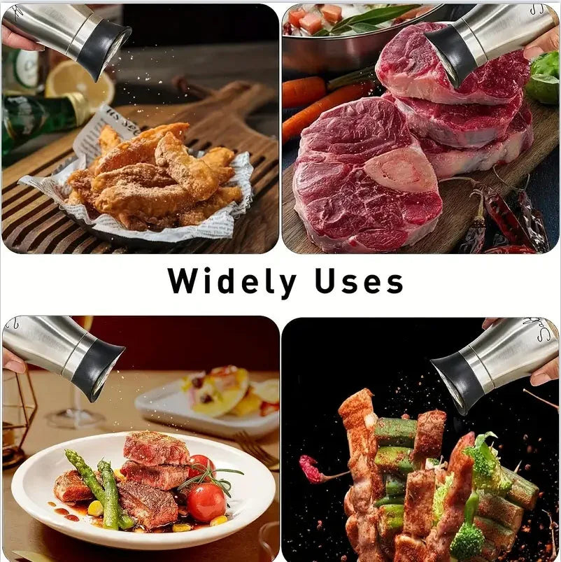 Kitchen Glass Spice Bottle Adjustable Refillable Salt and Pepper Shakers 2pcs Set