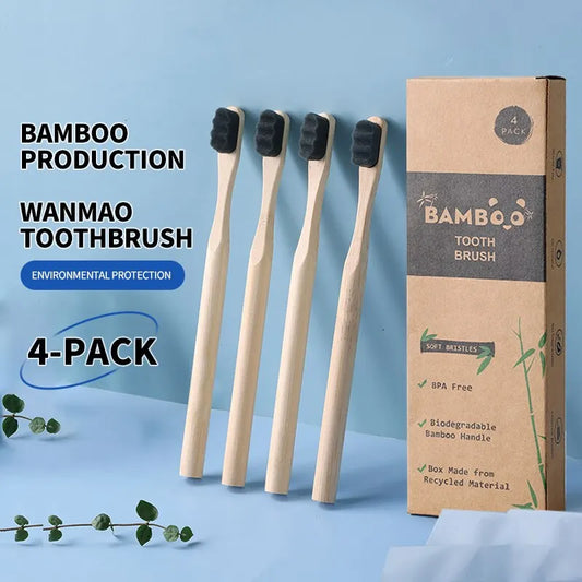 Adults Bamboo Toothbrushes 4-Pack